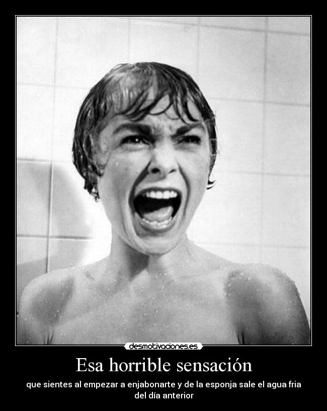 Esa horrible sensación - que sientes al empezar a enjabonarte y de la esponja sale el agua fria del día anterior