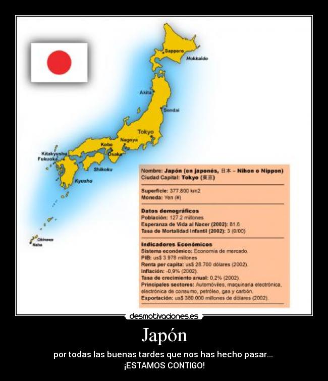 Japón - por todas las buenas tardes que nos has hecho pasar...
¡ESTAMOS CONTIGO!