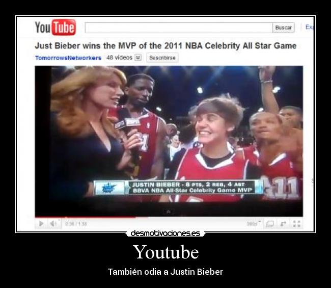 Youtube - También odia a Justin Bieber
