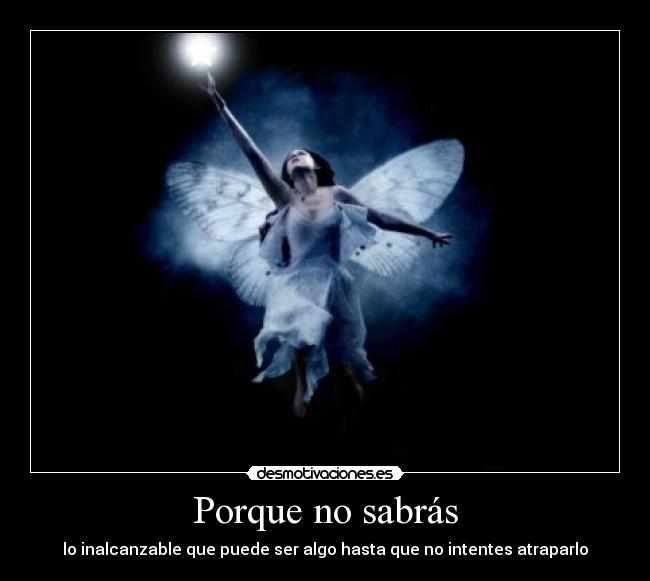 Porque no sabrás - lo inalcanzable que puede ser algo hasta que no intentes atraparlo