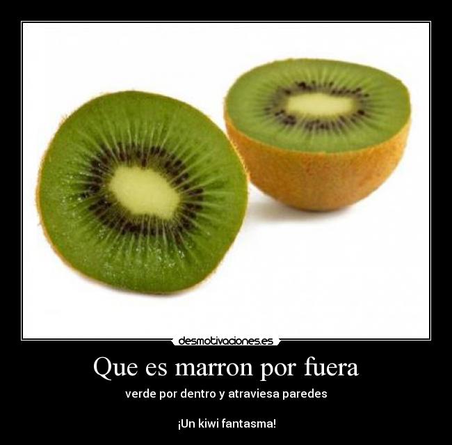 Que es marron por fuera - verde por dentro y atraviesa paredes

¡Un kiwi fantasma!