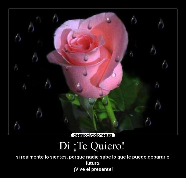 Dí ¡Te Quiero! - si realmente lo sientes, porque nadie sabe lo que le puede deparar el futuro.
¡Vive el presente!