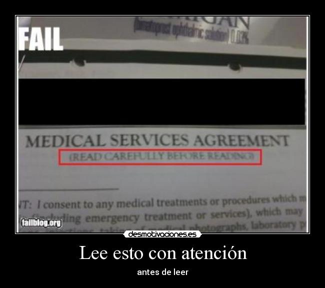 Lee esto con atención - antes de leer