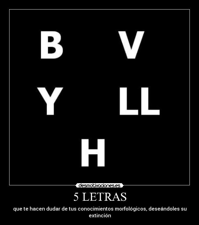 5 LETRAS - que te hacen dudar de tus conocimientos morfológicos, deseándoles su extinción