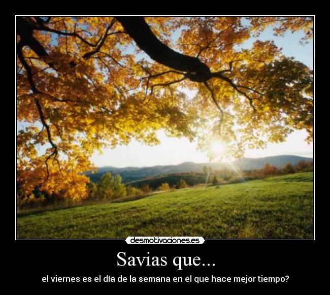 Savias que... - el viernes es el día de la semana en el que hace mejor tiempo?