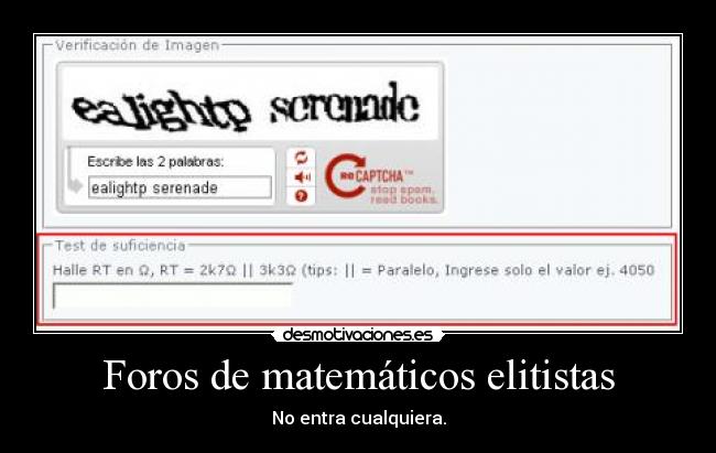 Foros de matemáticos elitistas - No entra cualquiera.