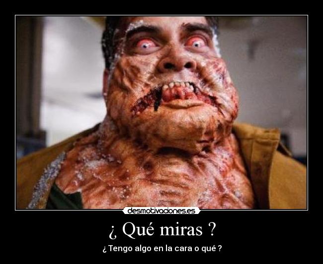 ¿ Qué miras ? - ¿ Tengo algo en la cara o qué ?