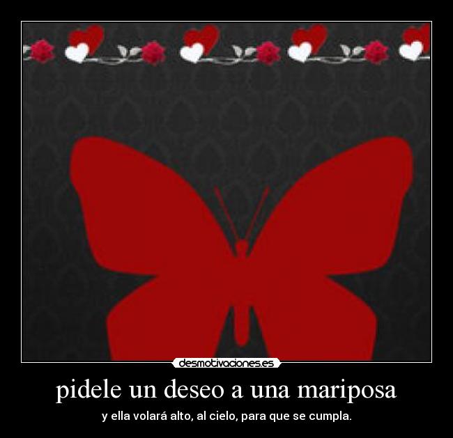 pidele un deseo a una mariposa - y ella volará alto, al cielo, para que se cumpla.