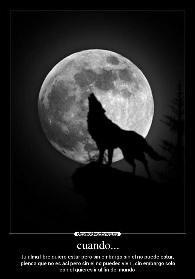 cuando... - tu alma libre quiere estar pero sin embargo sin el no puede estar,
piensa que no es asi pero sin el no puedes vivir , sin embargo solo
con el quieres ir al fin del mundo 