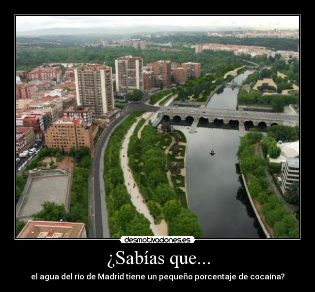 ¿Sabías que... - el agua del río de Madrid tiene un pequeño porcentaje de cocaína?