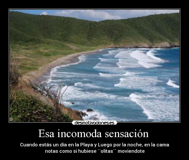 Esa incomoda sensación - Cuando estás un día en la Playa y Luego por la noche, en la cama
notas como si hubiese ``olitas´´ moviendote