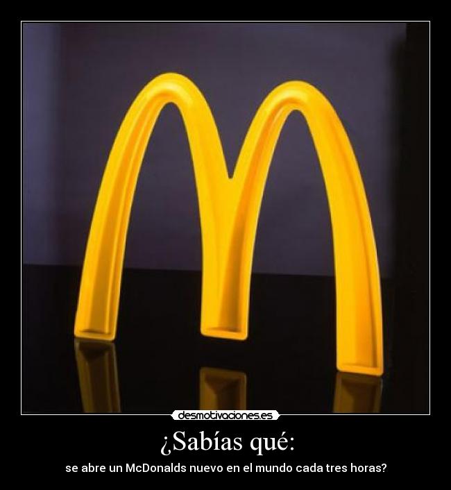 ¿Sabías qué: - se abre un McDonalds nuevo en el mundo cada tres horas?