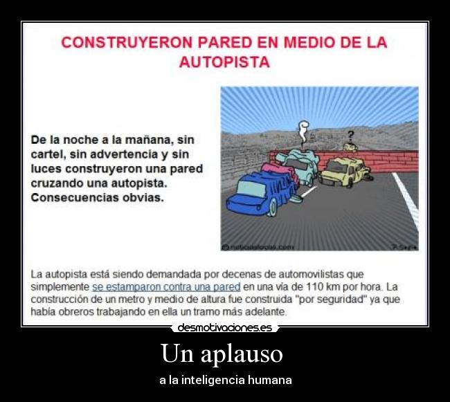 carteles aplauso accidente estupidez fail desmotivaciones