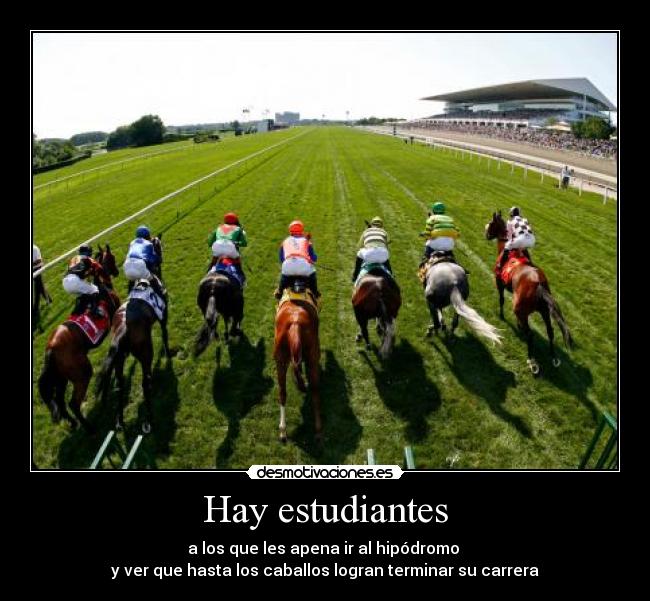 Hay estudiantes - a los que les apena ir al hipódromo 
y ver que hasta los caballos logran terminar su carrera