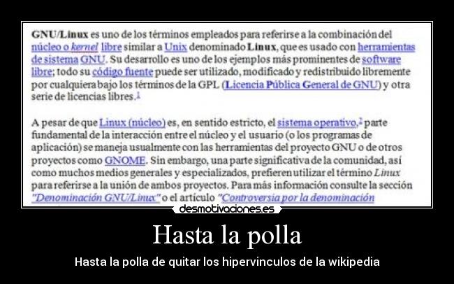 Hasta la polla - Hasta la polla de quitar los hipervinculos de la wikipedia
