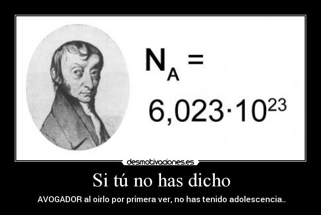 Si tú no has dicho - AVOGADOR al oirlo por primera ver, no has tenido adolescencia..