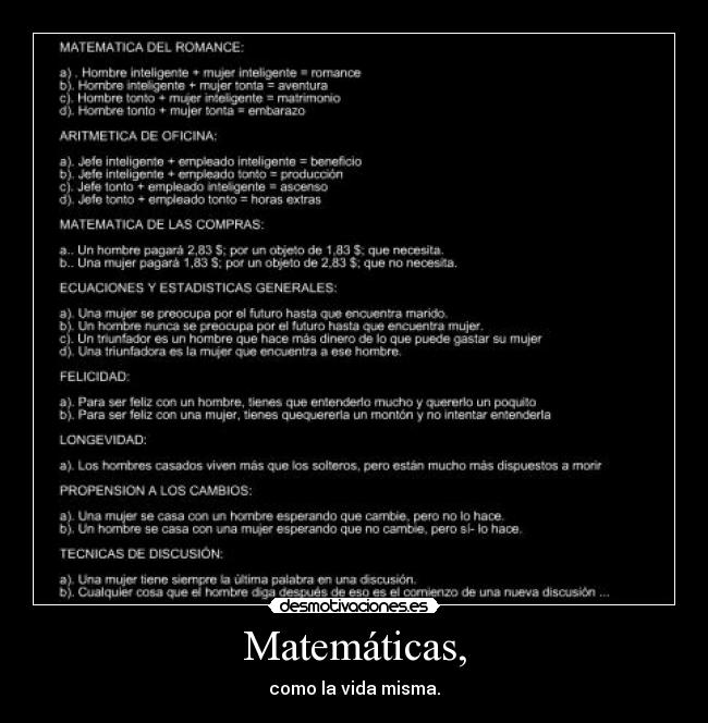 Matemáticas, -