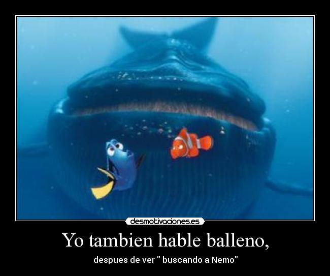 Yo tambien hable balleno, - despues de ver buscando a Nemo