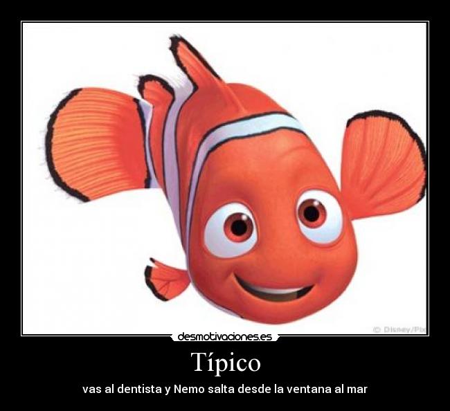 Típico - vas al dentista y Nemo salta desde la ventana al mar