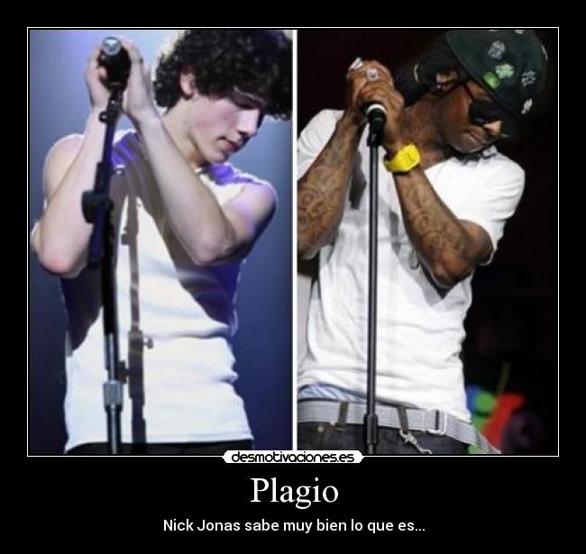 carteles nick jonas lil wayne rap microfono plagio desmotivaciones