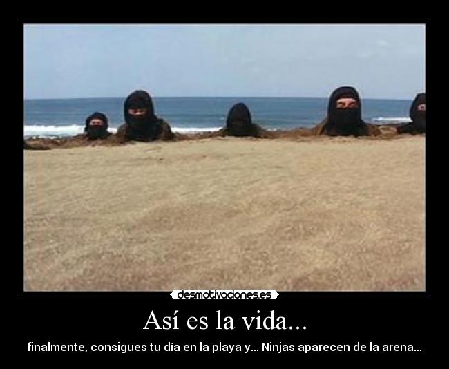 Así es la vida... - finalmente, consigues tu día en la playa y... Ninjas aparecen de la arena...