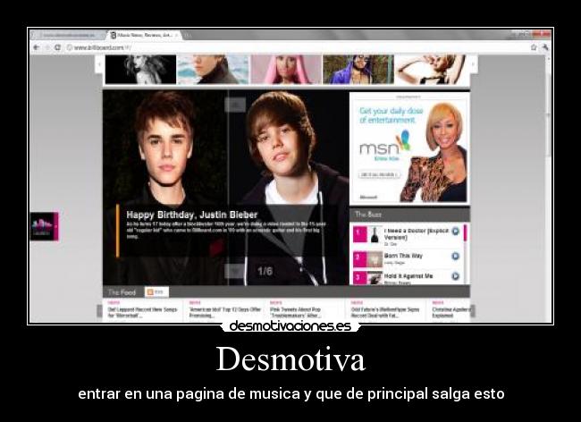 Desmotiva - entrar en una pagina de musica y que de principal salga esto