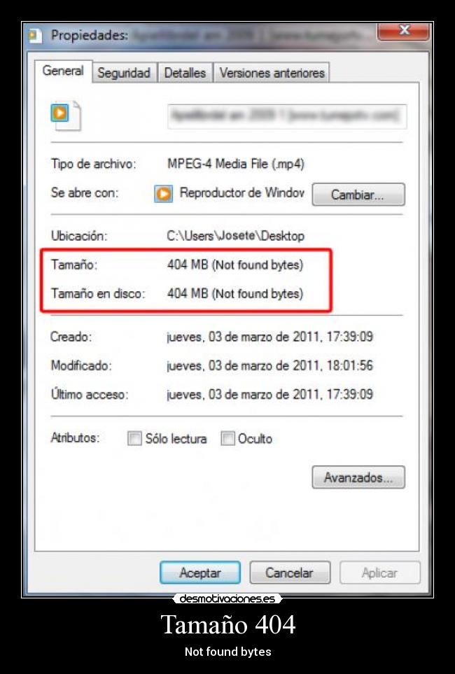 Tamaño 404 - Not found bytes