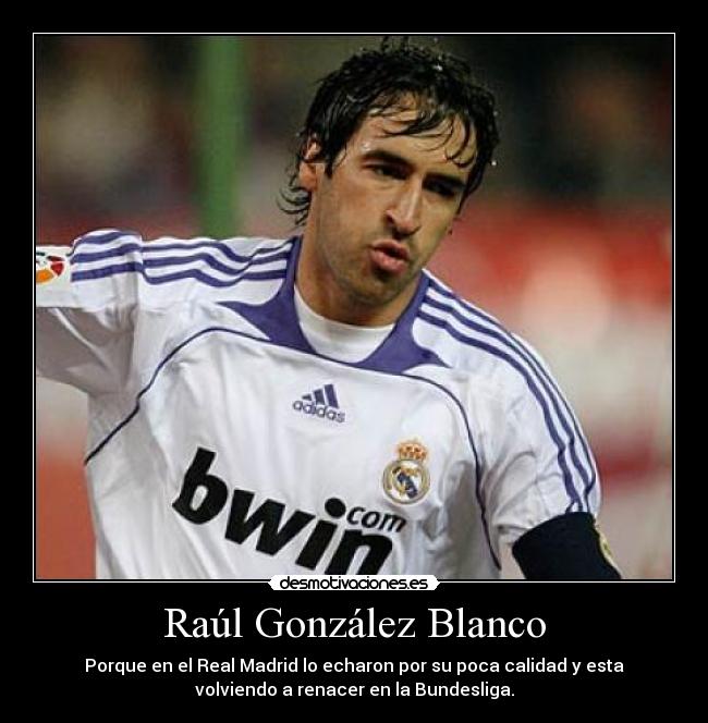 Raúl González Blanco - Porque en el Real Madrid lo echaron por su poca calidad y esta
volviendo a renacer en la Bundesliga.