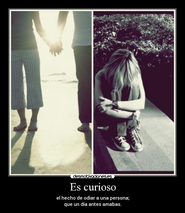 Es curioso - el hecho de odiar a una persona;
que un día antes amabas.