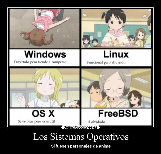 carteles anime windows mac linux desmotivaciones