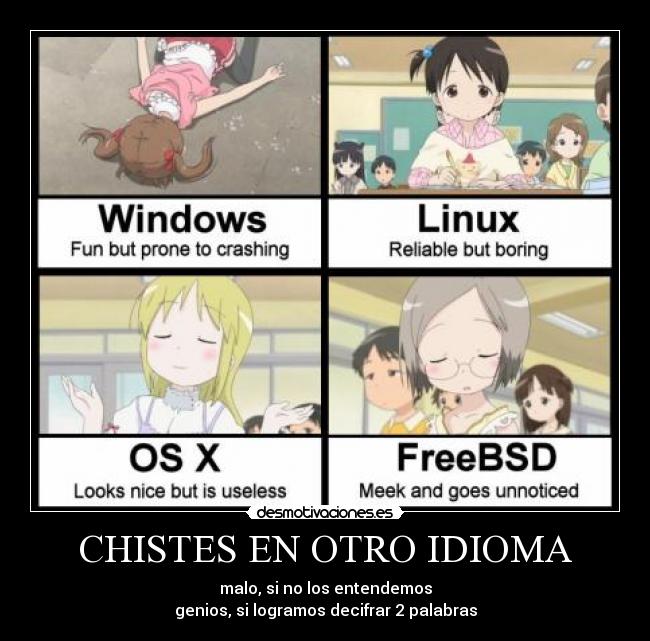 CHISTES EN OTRO IDIOMA - malo, si no los entendemos
genios, si logramos decifrar 2 palabras