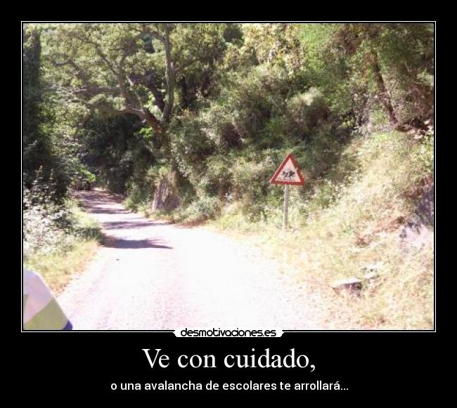 Ve con cuidado, - o una avalancha de escolares te arrollará...