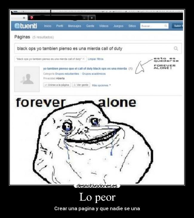 Lo peor - Crear una pagina y que nadie se una