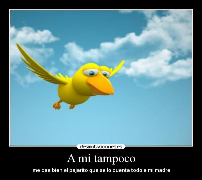 A mi tampoco - me cae bien el pajarito que se lo cuenta todo a mi madre