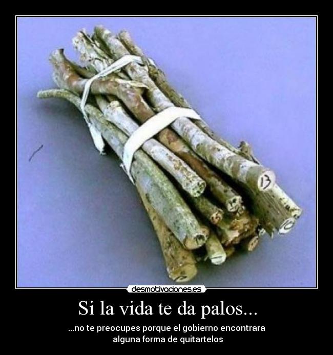 Si la vida te da palos... - ...no te preocupes porque el gobierno encontrara
alguna forma de quitartelos