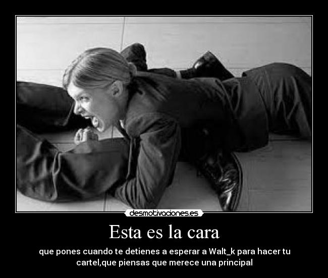 Esta es la cara - que pones cuando te detienes a esperar a Walt_k para hacer tu
cartel,que piensas que merece una principal