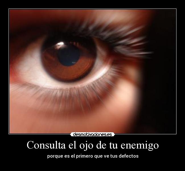 Consulta el ojo de tu enemigo - porque es el primero que ve tus defectos