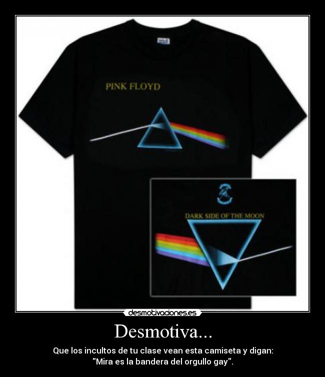 Desmotiva... - Que los incultos de tu clase vean esta camiseta y digan:
Mira es la bandera del orgullo gay.