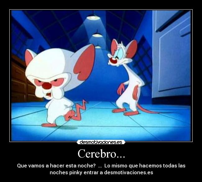 Cerebro... - Que vamos a hacer esta noche?  ...  Lo mismo que hacemos todas las
noches pinky entrar a desmotivaciones.es