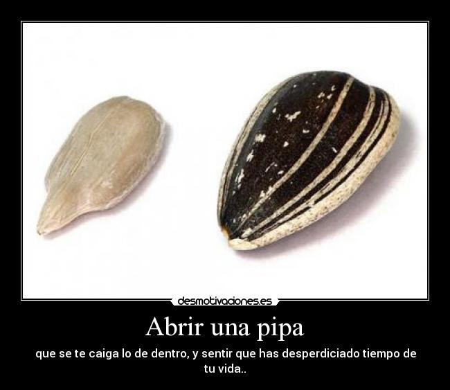 Abrir una pipa - que se te caiga lo de dentro, y sentir que has desperdiciado tiempo de tu vida..