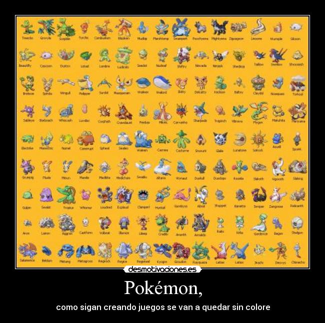 Pokémon, - como sigan creando juegos se van a quedar sin colore