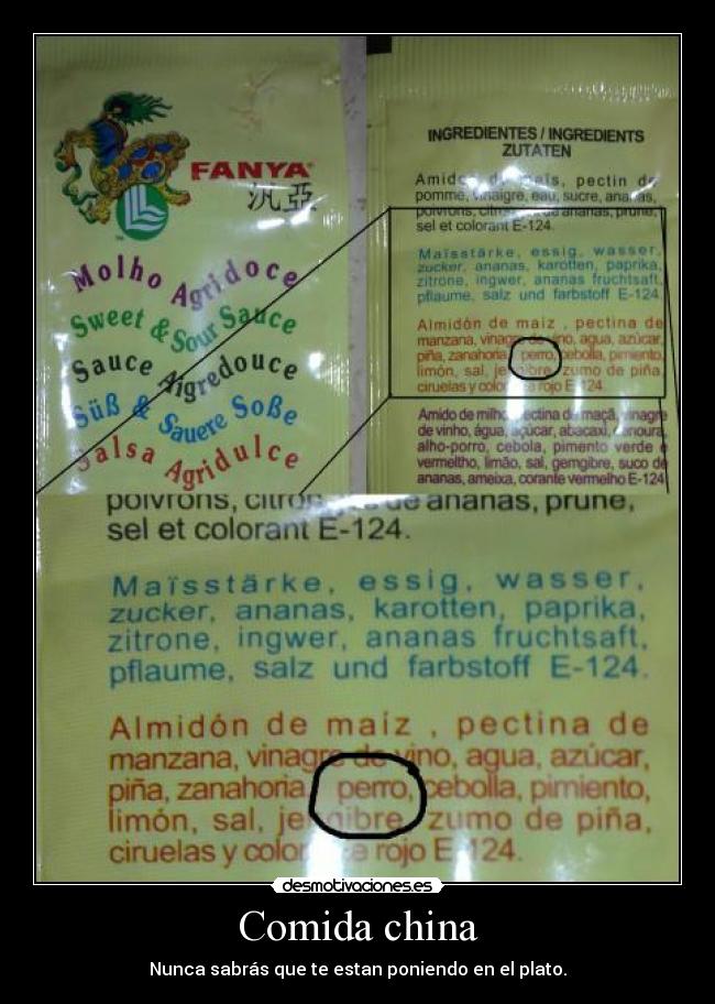 Comida china - Nunca sabrás que te estan poniendo en el plato.
