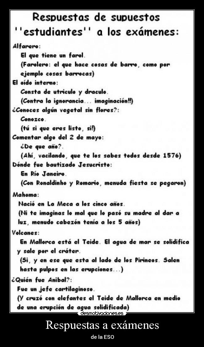 Respuestas a exámenes - de la ESO