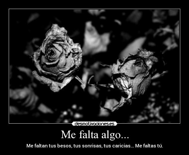 Me falta algo... - Me faltan tus besos, tus sonrisas, tus caricias... Me faltas tú.