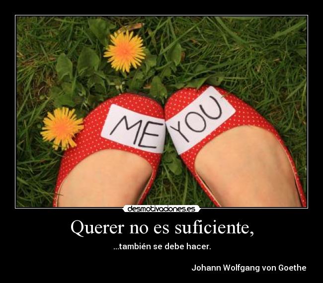 Querer no es suficiente, - ...también se debe hacer.
Johann Wolfgang von Goethe