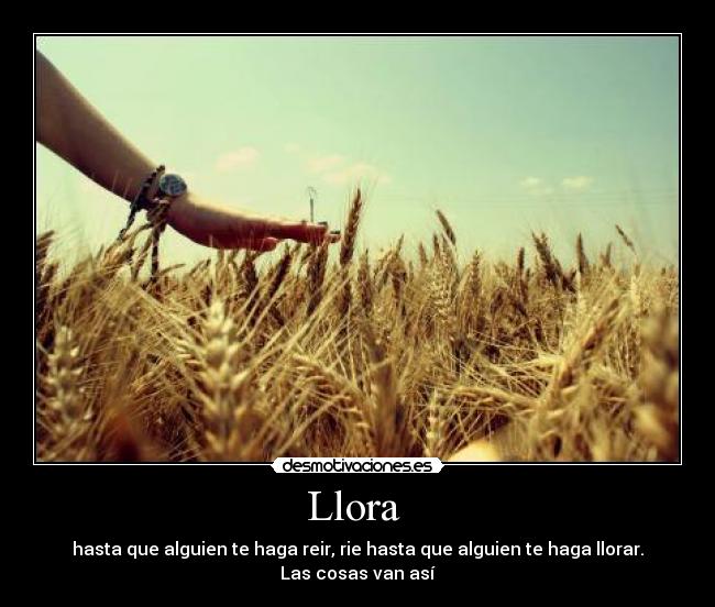 Llora - hasta que alguien te haga reir, rie hasta que alguien te haga llorar. Las cosas van así