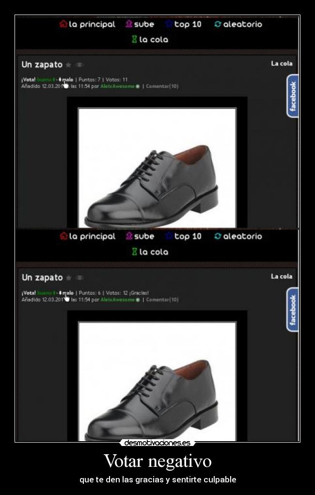 Votar negativo - que te den las gracias y sentirte culpable