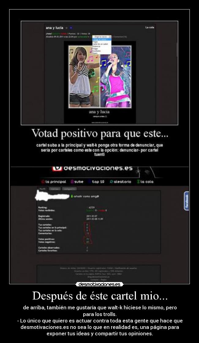 Después de éste cartel mio... - 