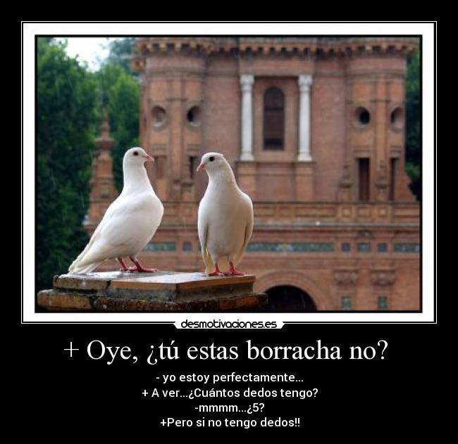 + Oye, ¿tú estas borracha no? -