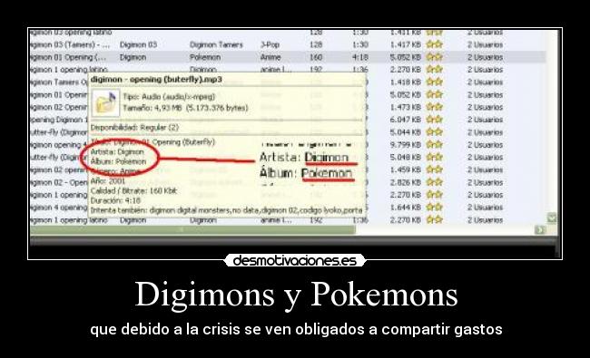 Digimons y Pokemons - que debido a la crisis se ven obligados a compartir gastos